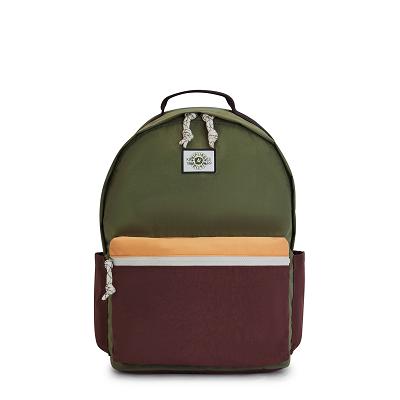 Kipling Damien Large Backpacks Olive Burgundy | IE_Ki1328T