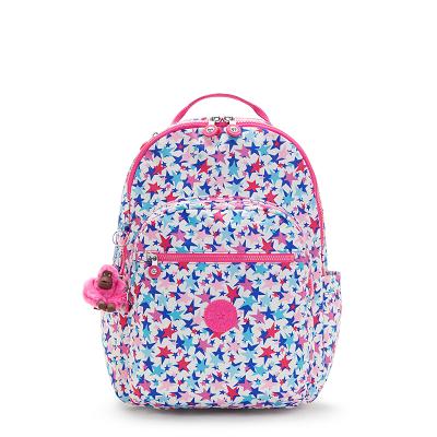 Kipling Seoul Large Laptop Backpacks Blue Pink | IE_Ki1420G