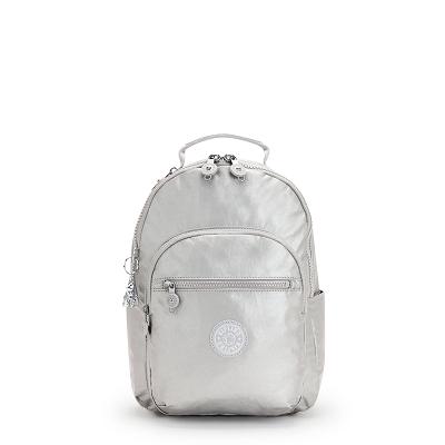 Kipling Seoul Small Metallic Backpacks Silver | IE_Ki1446L