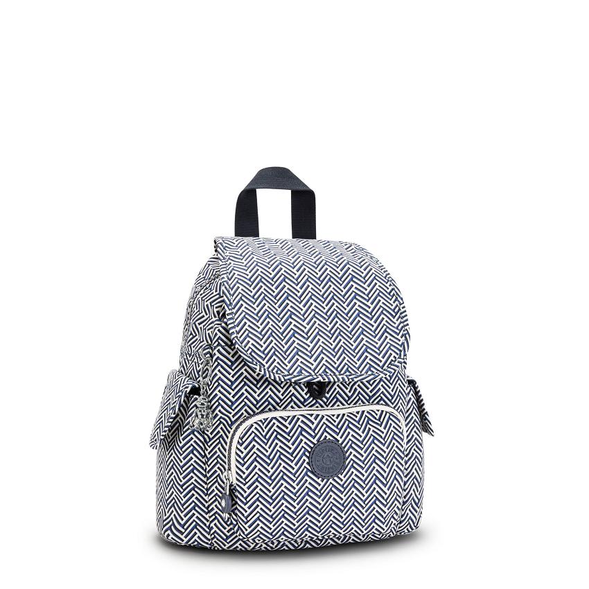 Kipling City Pack Mini Travel Backpacks Blue white | IE_Ki1463J