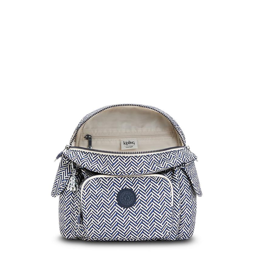 Kipling City Pack Mini Travel Backpacks Blue white | IE_Ki1463J